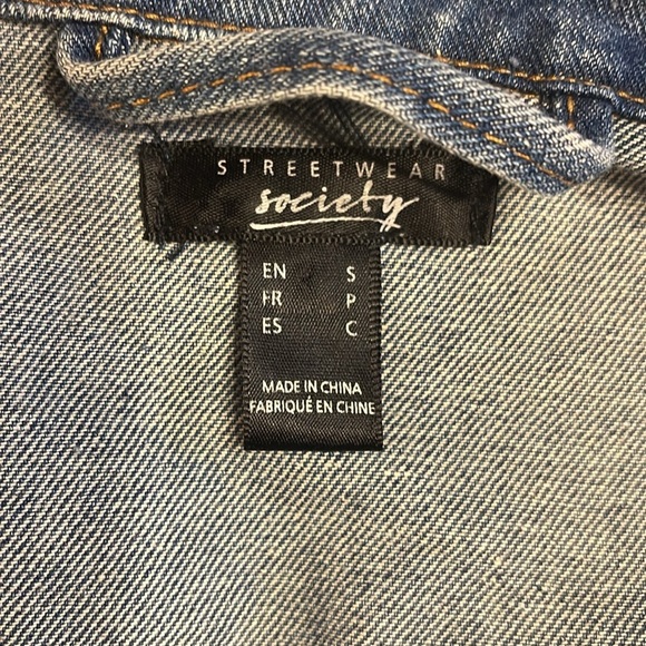 Oversized Distressed Denim Shacket Jacket Indie Sleaze Grunge Festival S - Picture 5 of 7